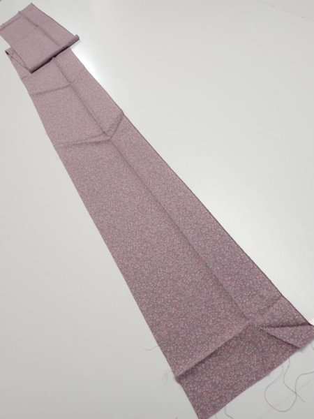 Photo5: 1Q09z60  Japanese Kimono Silk  FABRIC Flower Dull purple 78.3x7.1 (5)