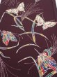 Photo1: 1Q01z80  Japanese Kimono Silk  FABRIC Butterfly Grape 49.6x14.2 (1)