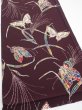 Photo2: 1Q01z80  Japanese Kimono Silk  FABRIC Butterfly Grape 49.6x14.2 (2)