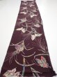 Photo5: 1Q03z100  Japanese Kimono Silk  FABRIC Butterfly Grape 64.6x14.2 (5)