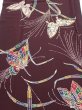 Photo1: 1Q04z100  Japanese Kimono Silk  FABRIC Butterfly Grape 64.6x14.2 (1)