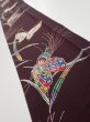Photo1: 1Q08z50  Japanese Kimono Silk  FABRIC Butterfly Grape 58.7x7.3 (1)