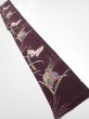 Photo5: 1Q08z50  Japanese Kimono Silk  FABRIC Butterfly Grape 58.7x7.3 (5)