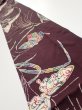 Photo1: 1Q09z60  Japanese Kimono Silk  FABRIC Butterfly Grape 81.9x6.5 (1)