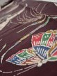 Photo4: 1Q09z60  Japanese Kimono Silk  FABRIC Butterfly Grape 81.9x6.5 (4)