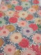 Photo1: 1Q01z70  Japanese Kimono Silk  FABRIC Chrysanthemum Off-white 46.5x14.4 (1)