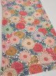 Photo2: 1Q01z70  Japanese Kimono Silk  FABRIC Chrysanthemum Off-white 46.5x14.4 (2)