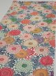 Photo3: 1Q01z70  Japanese Kimono Silk  FABRIC Chrysanthemum Off-white 46.5x14.4 (3)