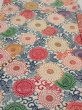 Photo1: 1Q02z70  Japanese Kimono Silk  FABRIC Chrysanthemum Off-white 45.7x14.4 (1)
