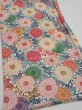 Photo2: 1Q02z70  Japanese Kimono Silk  FABRIC Chrysanthemum Off-white 45.7x14.4 (2)