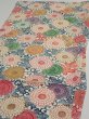 Photo3: 1Q02z70  Japanese Kimono Silk  FABRIC Chrysanthemum Off-white 45.7x14.4 (3)