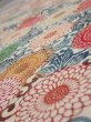 Photo4: 1Q02z70  Japanese Kimono Silk  FABRIC Chrysanthemum Off-white 45.7x14.4 (4)