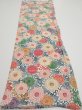 Photo5: 1Q02z70  Japanese Kimono Silk  FABRIC Chrysanthemum Off-white 45.7x14.4 (5)