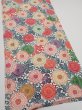 Photo2: 1Q05z90  Japanese Kimono Silk  FABRIC Chrysanthemum Off-white 66.1x14.4 (2)