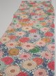 Photo3: 1Q05z90  Japanese Kimono Silk  FABRIC Chrysanthemum Off-white 66.1x14.4 (3)