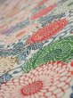 Photo4: 1Q05z90  Japanese Kimono Silk  FABRIC Chrysanthemum Off-white 66.1x14.4 (4)