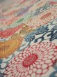 Photo4: 1Q07z40  Japanese Kimono Silk  FABRIC Chrysanthemum Off-white 57.9x7.1 (4)