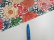 Photo6: 1Q07z40  Japanese Kimono Silk  FABRIC Chrysanthemum Off-white 57.9x7.1 (6)