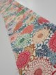 Photo1: 1Q08z40  Japanese Kimono Silk  FABRIC Chrysanthemum Off-white 57.9x7.1 (1)