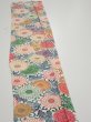 Photo3: 1Q08z40  Japanese Kimono Silk  FABRIC Chrysanthemum Off-white 57.9x7.1 (3)