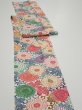 Photo3: 1Q09z60  Japanese Kimono Silk  FABRIC Chrysanthemum Off-white 81.9x7.1 (3)