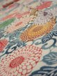 Photo4: 1Q09z60  Japanese Kimono Silk  FABRIC Chrysanthemum Off-white 81.9x7.1 (4)