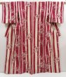 Photo1: 5224T01z370 Vintage Japanese Kimono Cotton YUKATA Round fan  Wine red (1)