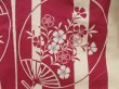 Photo6: 5224T01z370 Vintage Japanese Kimono Cotton YUKATA Round fan  Wine red (6)