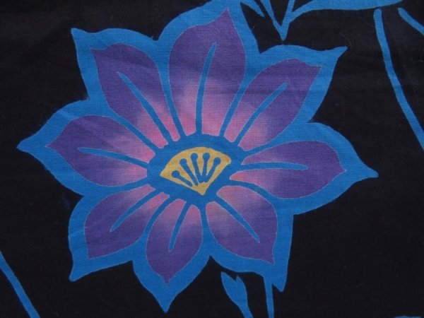 Photo6: 5224T02z530 Vintage Japanese Kimono Cotton YUKATA Flower Indigo-Purple (6)