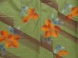 Photo5: 5224T03z490 Vintage Japanese Kimono Cotton YUKATA Flower Olive green (5)