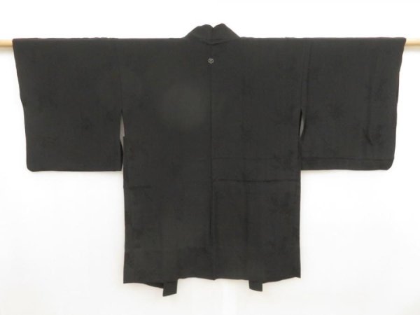 Photo1: 5224T04z270 Vintage Japanese Kimono Silk See through HAORI Flowers Black (1)