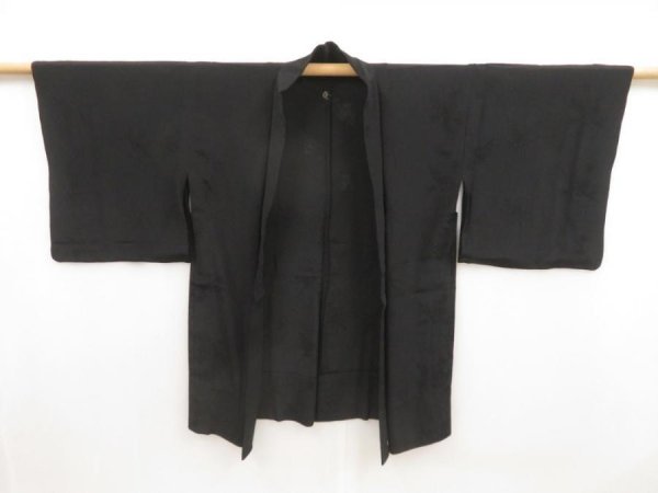 Photo6: 5224T04z270 Vintage Japanese Kimono Silk See through HAORI Flowers Black (6)