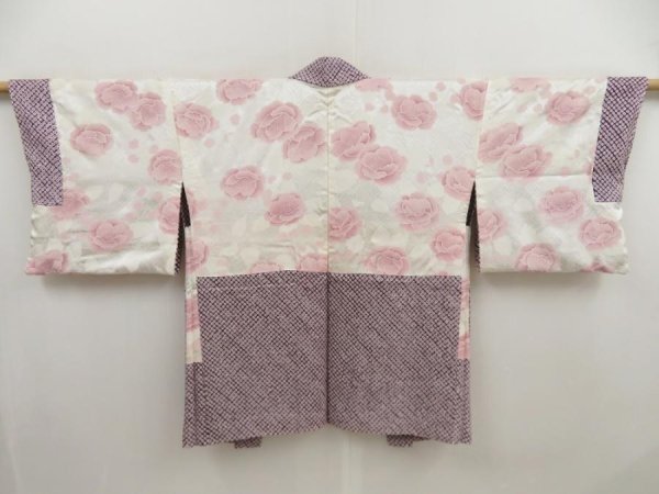Photo1: 5224T05z570 Vintage Japanese Kimono Silk SHIBORI HAORI  Purple (1)