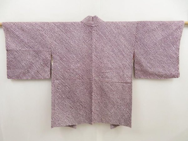 Photo2: 5224T05z570 Vintage Japanese Kimono Silk SHIBORI HAORI  Purple (2)