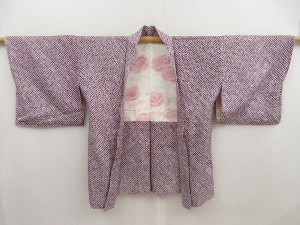 Photo5: 5224T05z570 Vintage Japanese Kimono Silk SHIBORI HAORI  Purple (5)