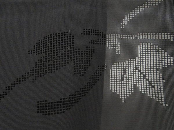 Photo4: 5224T06z300 Vintage Japanese Kimono Silk See through HAORI Leaf Black (4)