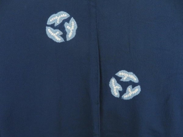 Photo3: 5224T09z570 Vintage Japanese Kimono Silk HAORI  Navy (3)