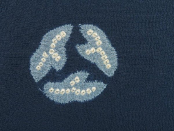 Photo4: 5224T09z570 Vintage Japanese Kimono Silk HAORI  Navy (4)