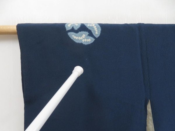 Photo5: 5224T09z570 Vintage Japanese Kimono Silk HAORI  Navy (5)
