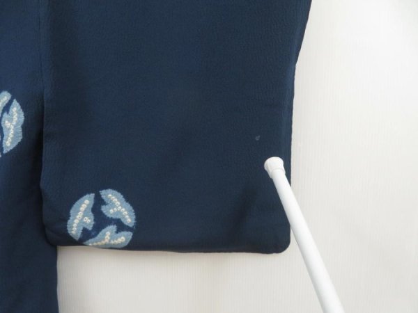 Photo7: 5224T09z570 Vintage Japanese Kimono Silk HAORI  Navy (7)