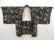 Photo5: 5224T10z600 Vintage Japanese Kimono Silk HAORI Leaf Black (5)