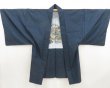 Photo4: 5224T11z540 Vintage Japanese Kimono Silk Men's HAORI House Navy-Gray (4)