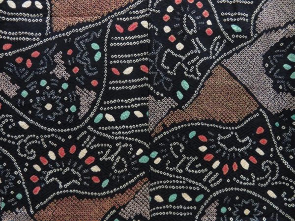 Photo5: 5224T12z980 Vintage Japanese Kimono Silk SHIBORI KOMON  Black (5)
