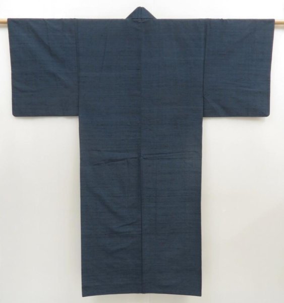 Photo1: 5224T13z880 Vintage Japanese Kimono Silk Men's  TSUMUGI Blue-Gray (1)