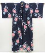Photo8: 5225T01z450 Vintage Japanese Kimono Cotton YUKATA Flower Indigo (8)