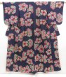 Photo1: 5225T02z480 Vintage Japanese Kimono Cotton YUKATA Flower Indigo (1)