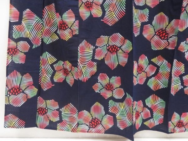 Photo4: 5225T02z480 Vintage Japanese Kimono Cotton YUKATA Flower Indigo (4)