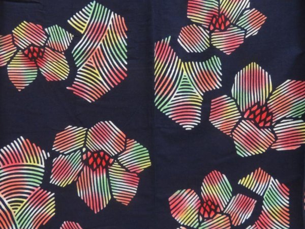Photo5: 5225T02z480 Vintage Japanese Kimono Cotton YUKATA Flower Indigo (5)
