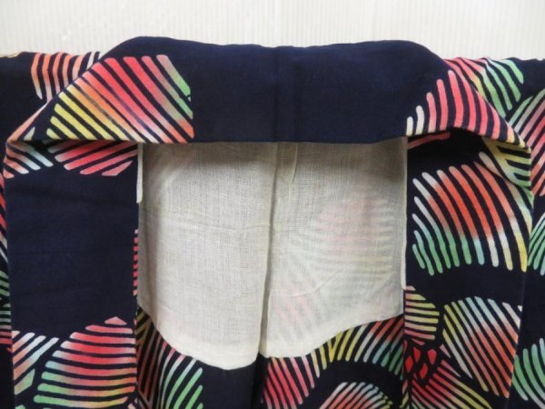 Photo7: 5225T02z480 Vintage Japanese Kimono Cotton YUKATA Flower Indigo (7)