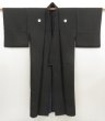 Photo1: 5225T06z890 Vintage Japanese Kimono Silk Men's  Plain Black (1)